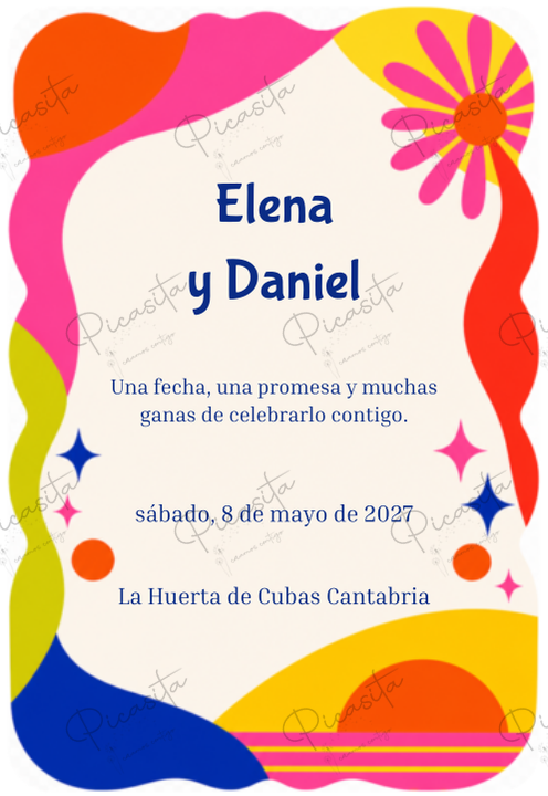 Invitación de boda personalizada diseño Retro editorial