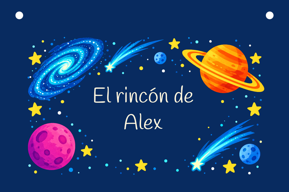 Aperçu numérique de la pancarte El rincón de Alex avec Cosmos eléctrico.
