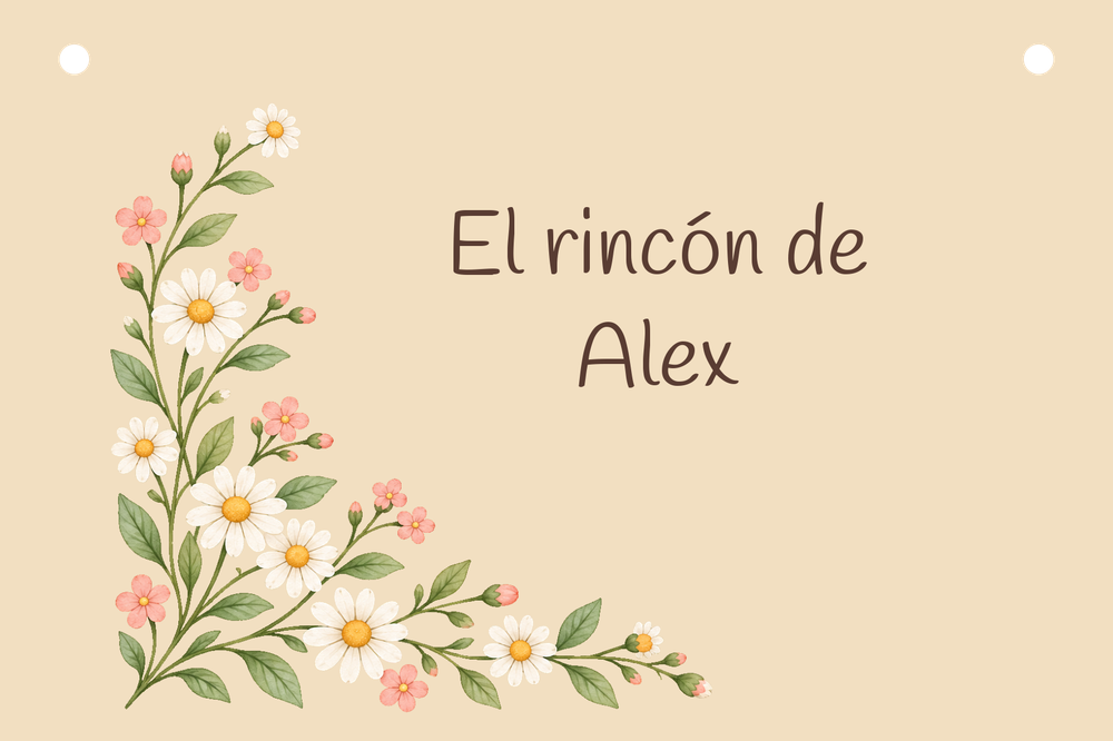 Aperçu numérique de la pancarte El rincón de Alex avec Margaritas pastel.