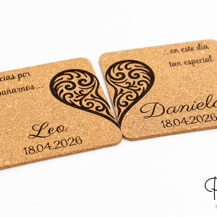 Sous-verres pour invités de mariage