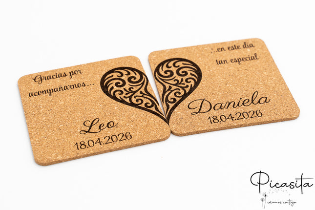Sous-verres pour invités de mariage