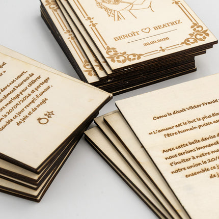 Invitation de mariage en bois