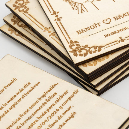 Invitation de mariage en bois