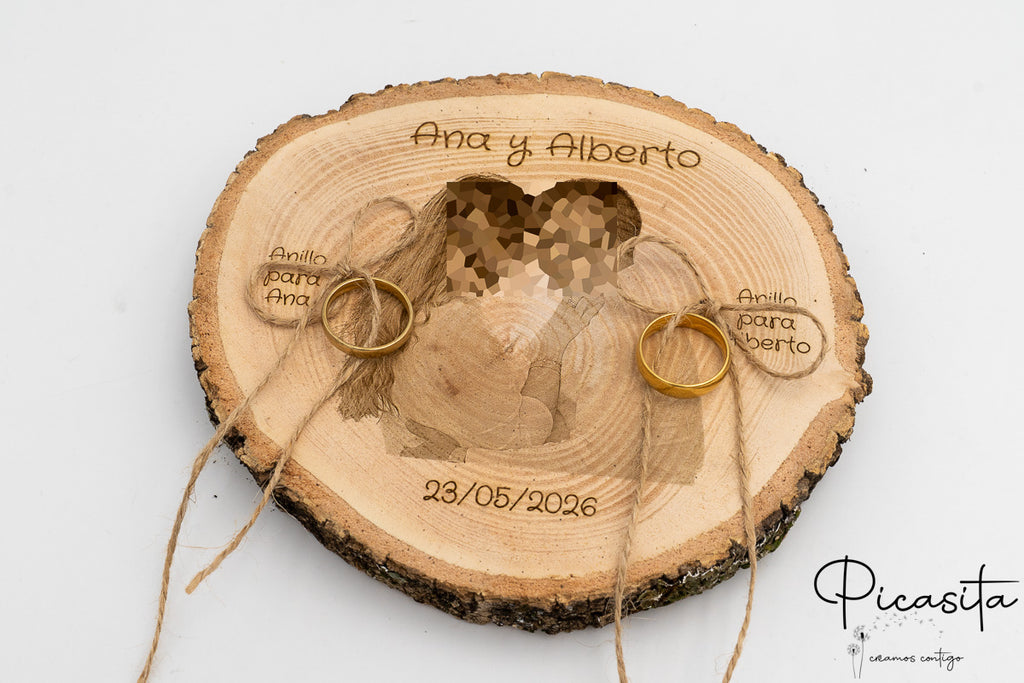 Porte-alliances en bois naturel personnalisé