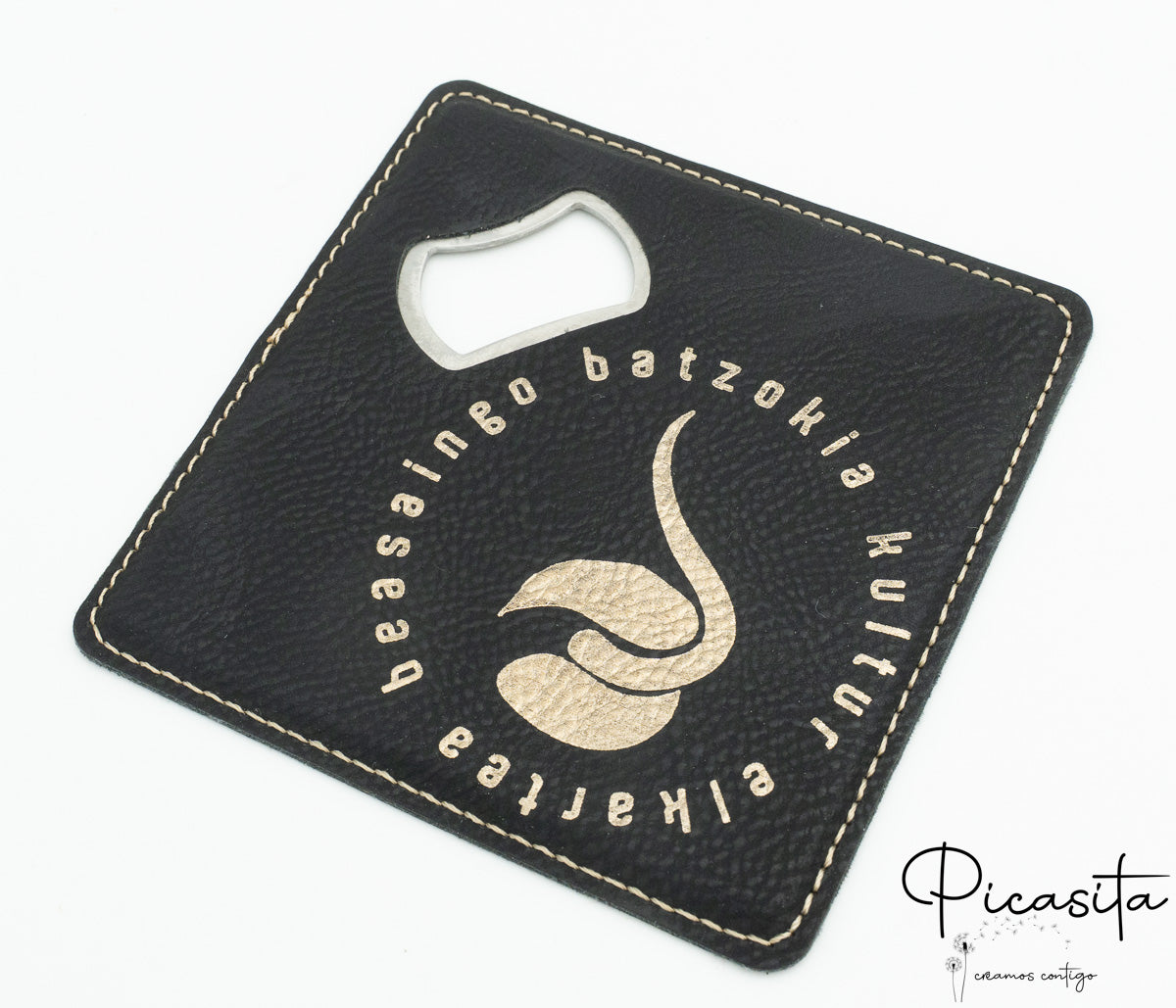 Sous-verres en cuir synthétique avec ouvre-bouteille