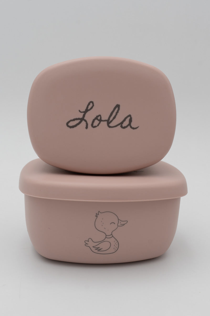 Lot de 2 petites boîtes repas en silicone personnalisées
