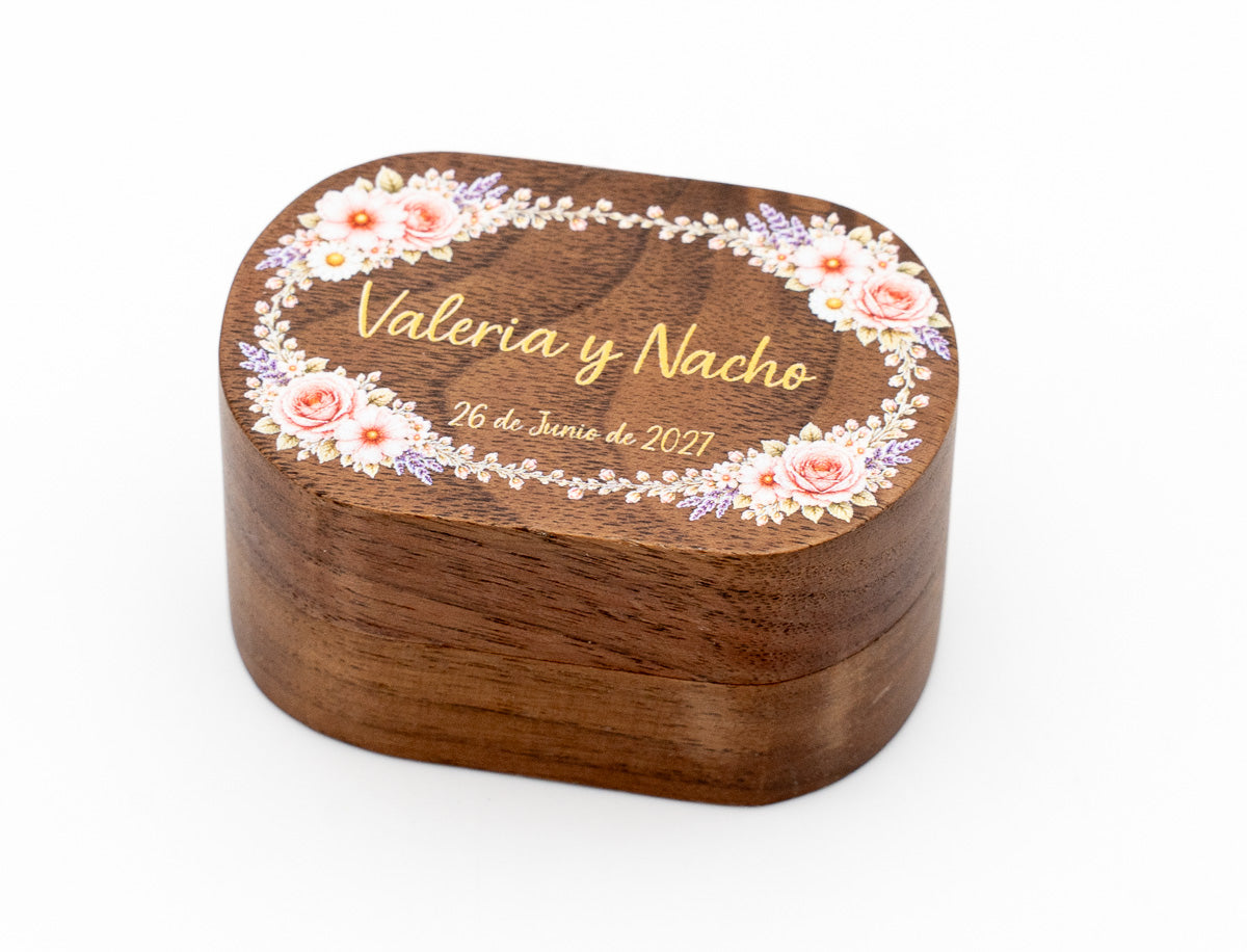 Boîte personnalisée pour alliance et bague de fiançailles