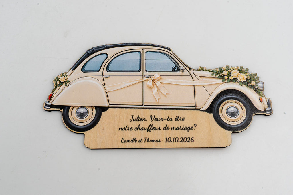 Veux-tu être mon chauffeur de mariage ? — Plaque en bois personnalisée