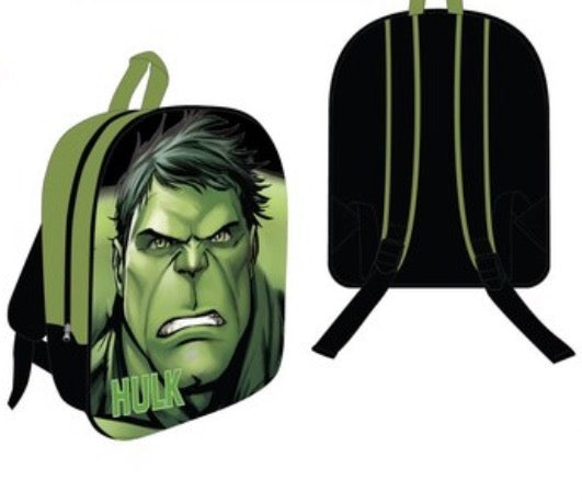 Sac à dos scolaire Hulk avec devant imprimé et vue arrière des bretelles rembourrées réglables