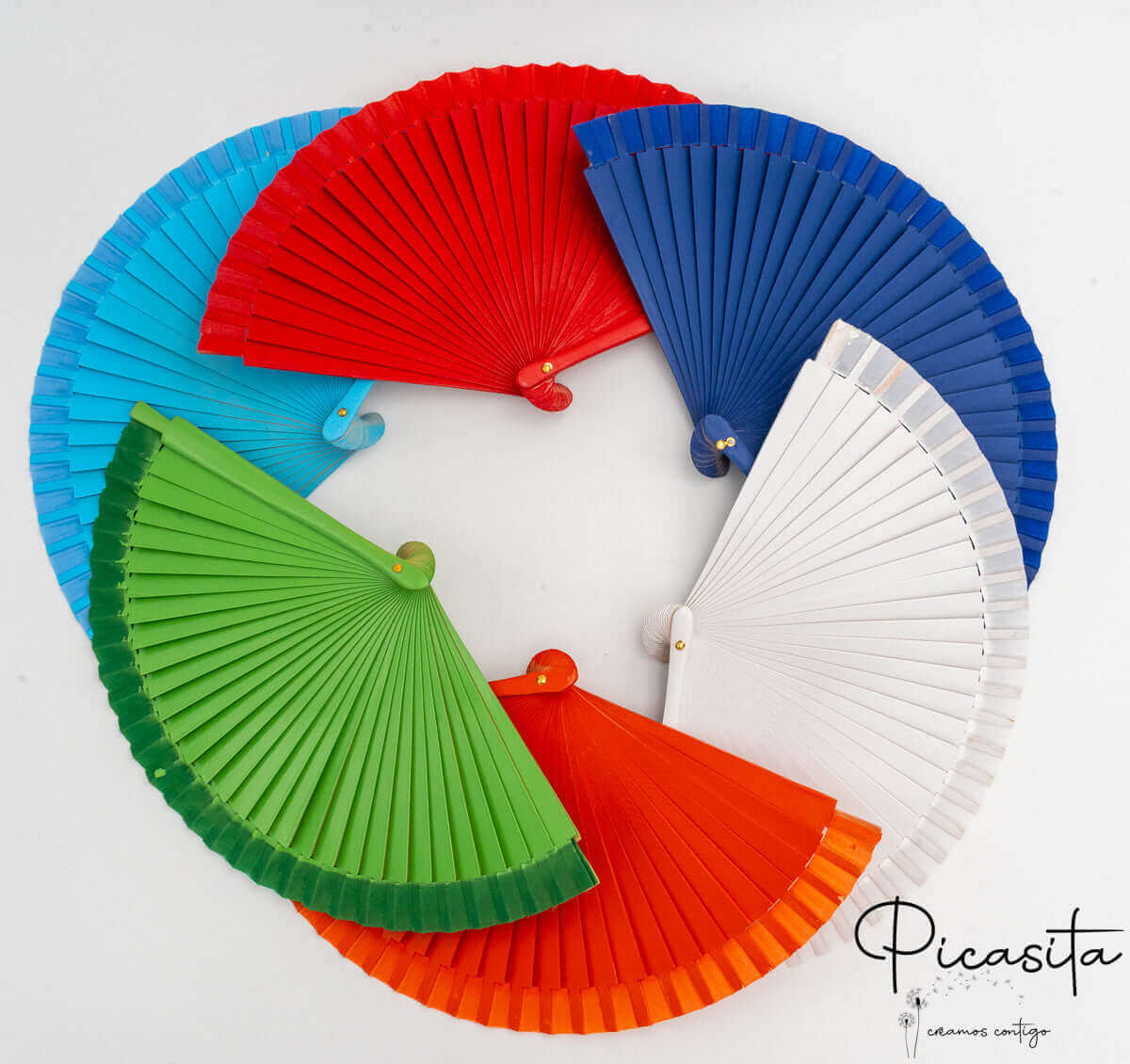 Abanico de Madera de Colores