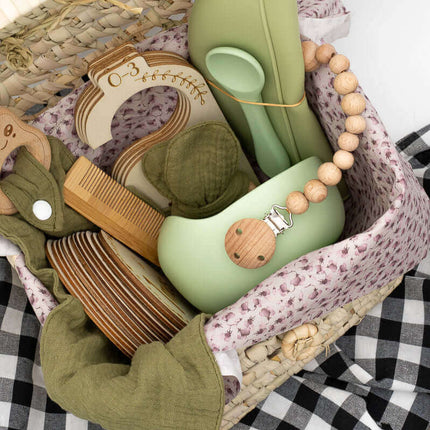 Canastilla Bebe Verde Personalizada - Verde