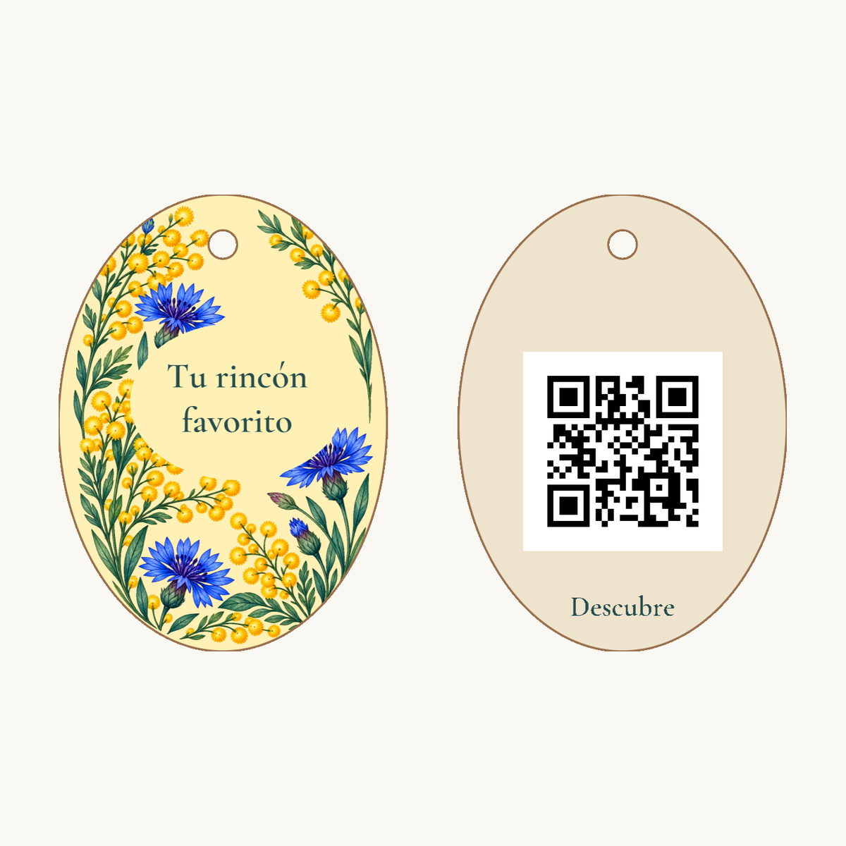Simulation de Porte-clés floral personnalisé avec QR · exemple 1