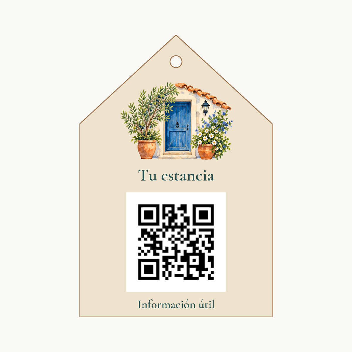 Simulation de Étiquette personnalisée avec QR pour hébergements · exemple 1