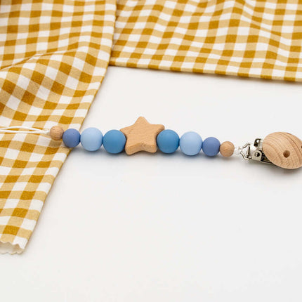 Chupetero Personalizado con Nombre de Madera y Silicona