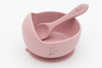 Bol rose avec oiseau et cuillère avec prénom