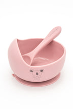 Bol rose clair avec koala et cuillère avec prénom