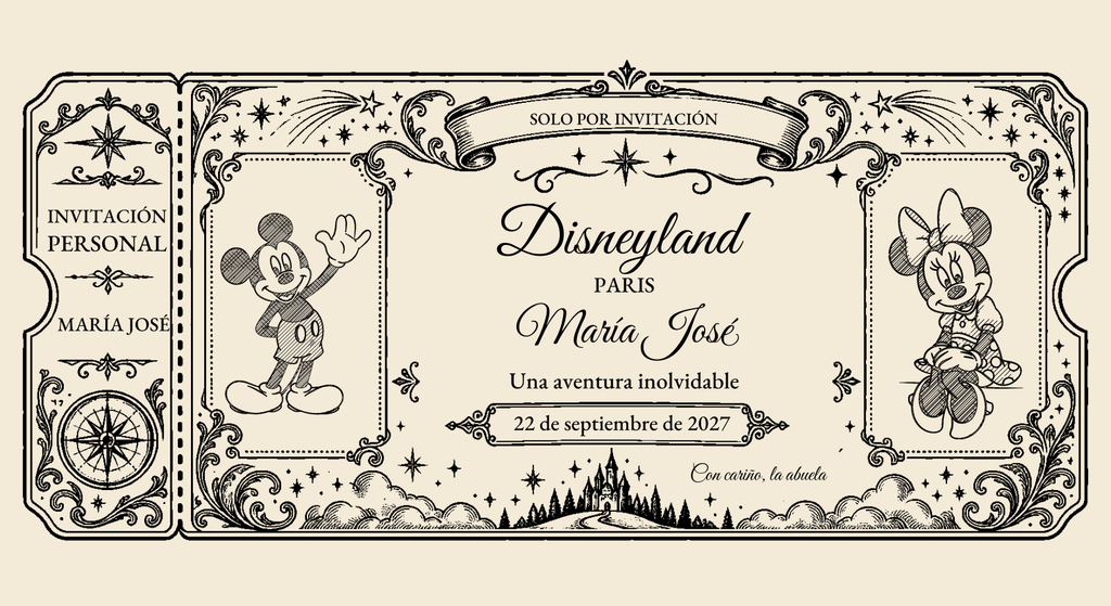 Vue numérique du billet personnalisé: Vintage Classique · Disneyland Paris.