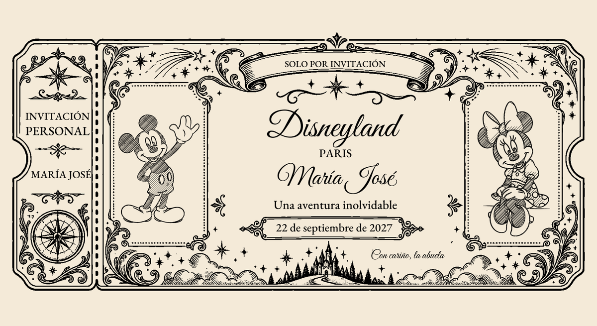 Vue numérique du billet personnalisé: Vintage Classique · Disneyland Paris.