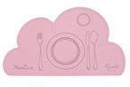 Set de table nuage rose avec le prénom Martina et un service de table dessiné