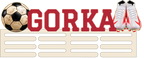 Porte-médailles de football GORKA avec barres ivoire, lettres rubis et chaussures blanc/carmin, en couleur unie