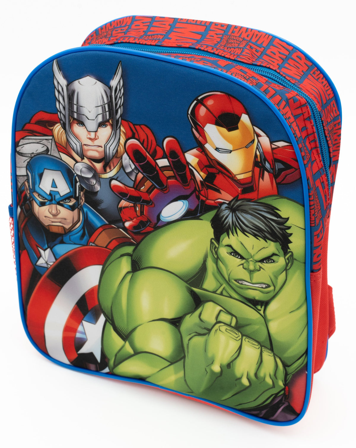Sac à dos Avengers bleu avec Thor, Iron Man, Captain America et Hulk sur le devant