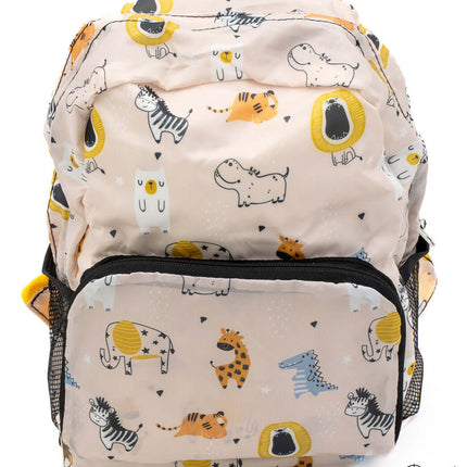 Mochila Escolar Infantil Plegable - Vuelta al Cole Beige Animalitos Africanos