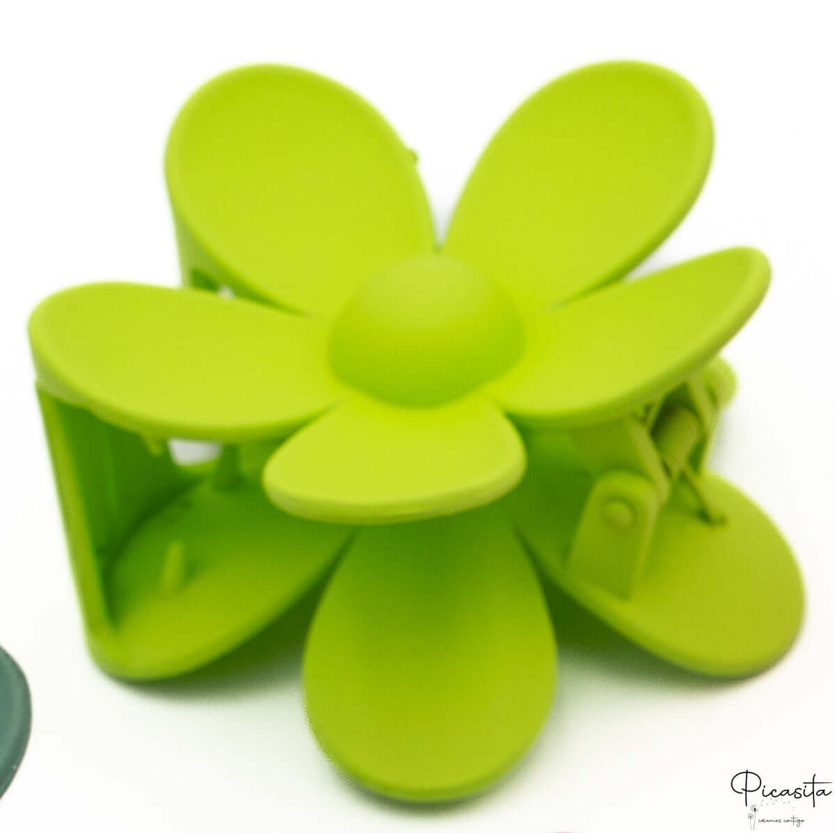 Pinza de Pelo Personalizable Flor Verde Fluor