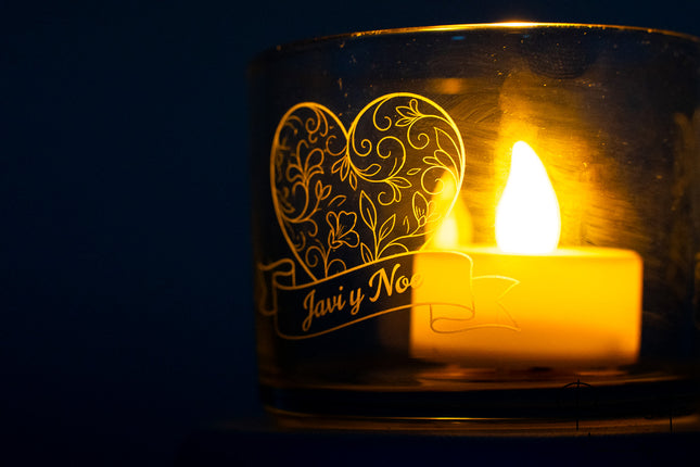 Portavelas de Cristal Personalizado Mediano