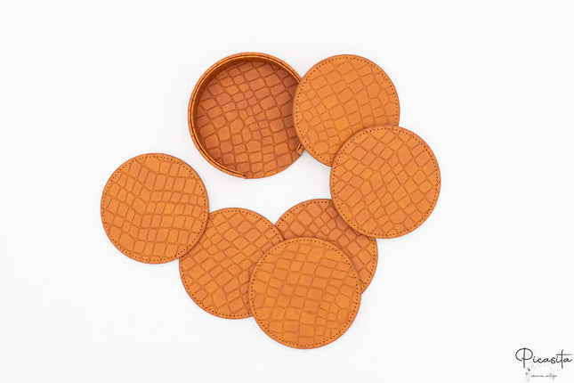 Posavasos Cuero Sintetico PU Cocodrilo (Pack 6)