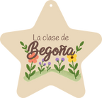 Exemple de plaque en forme de étoile : recto avec le prénom Begoña.