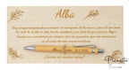 Placa de madera rectangular con mensaje de agradecimiento y amistad para Alba.