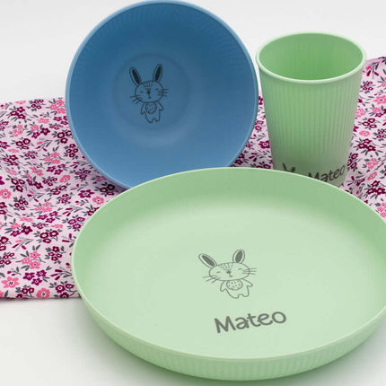 Set Vajilla Infantil Personalizada (Plato, Bol, Vaso)
