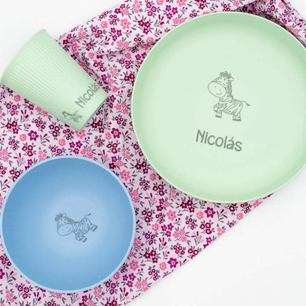 Set Vajilla Infantil Personalizada (Plato, Bol, Vaso)