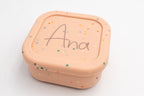 Tupper rosa con chispitas personalizado con nombre Ana