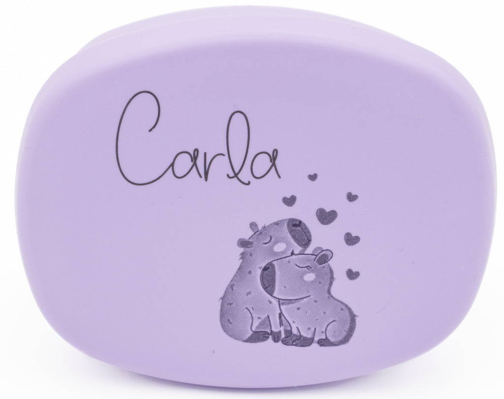 Couvercle lilas avec prénom et dessin