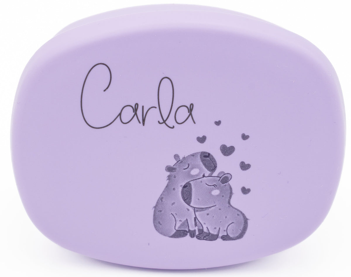 Couvercle lilas avec prénom et dessin