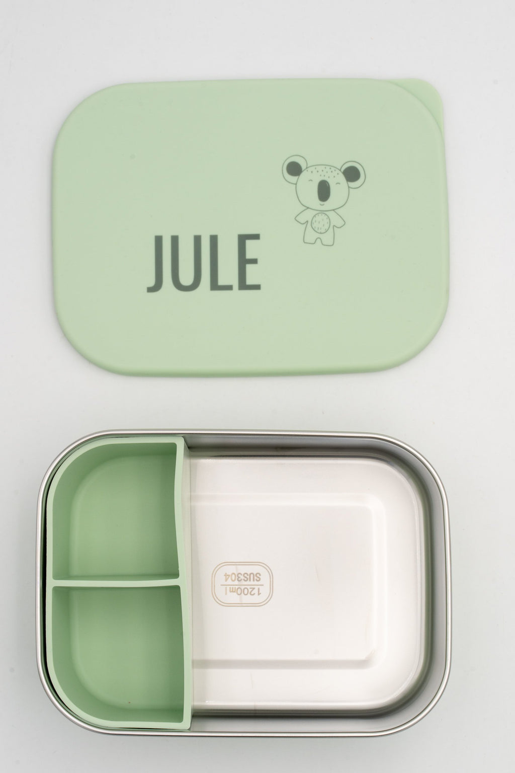 Tupper XL verde claro abierto con tapa personalizada