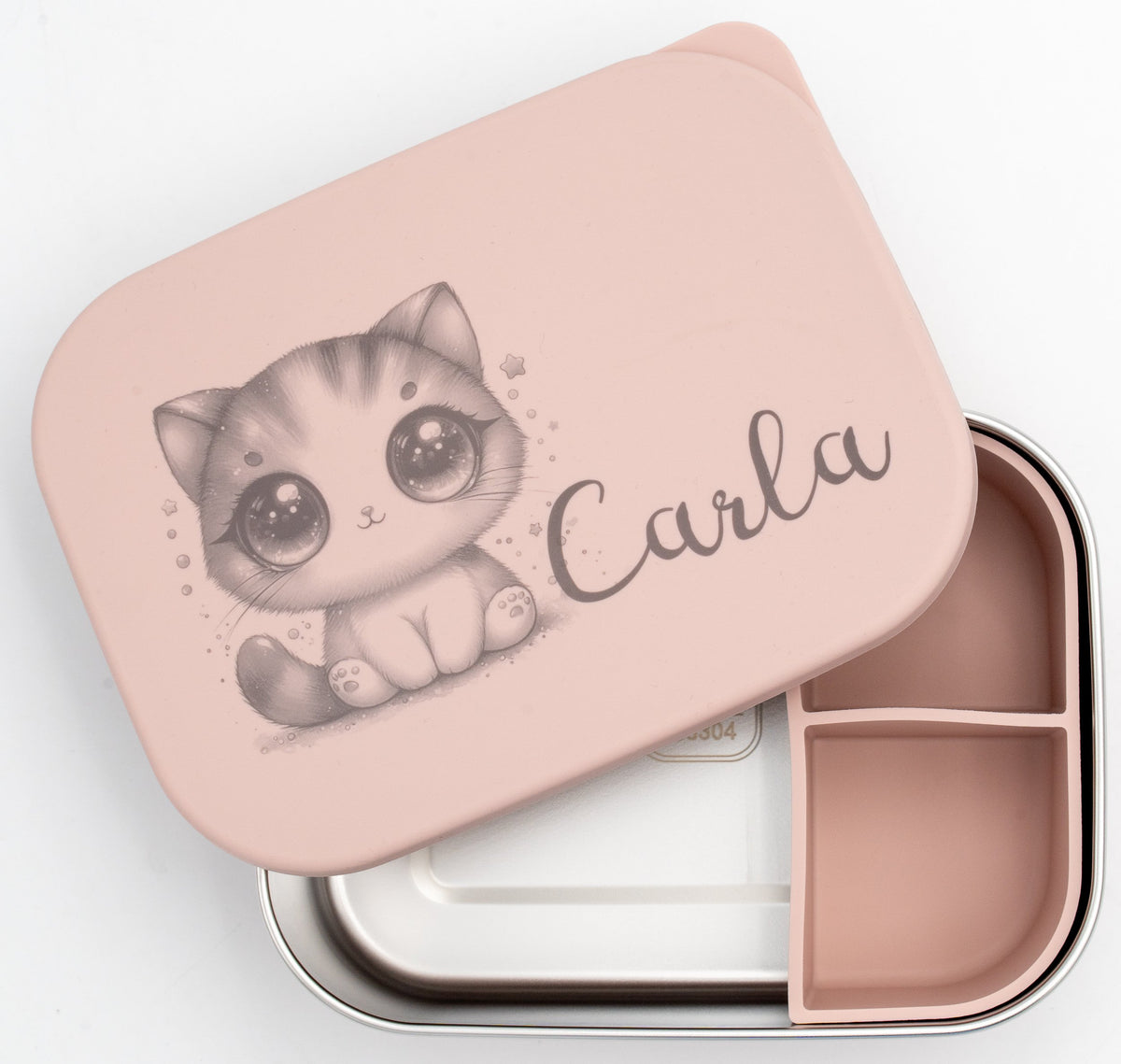 Tupper XL rosa claro abierto con tapa personalizada