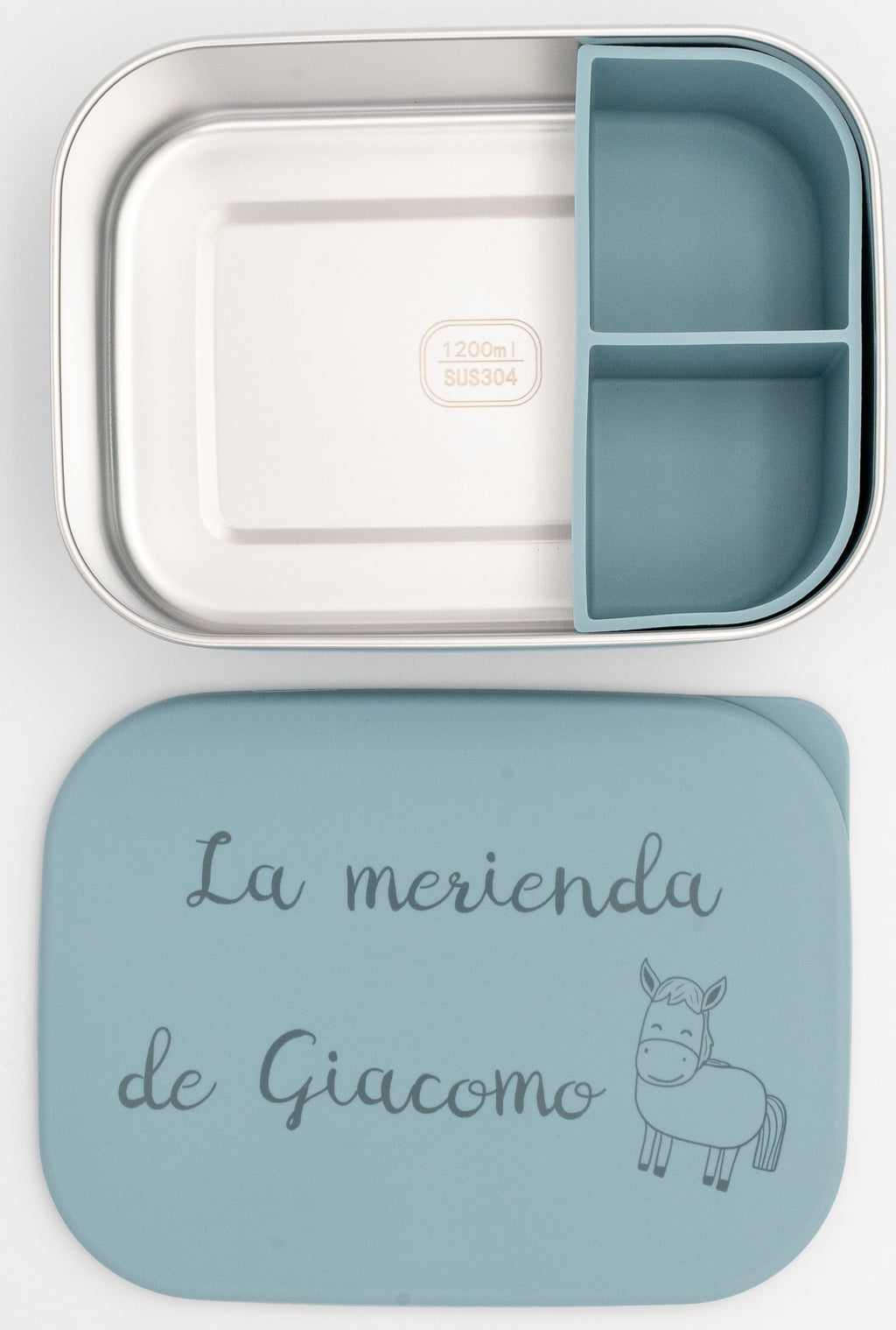 Boîte repas XL rose avec plateau en acier, compartiment latéral et couvercle