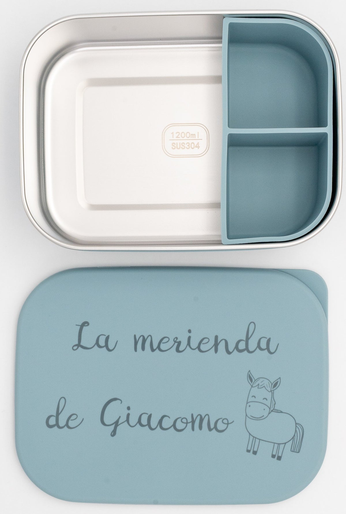 Boîte repas XL rose avec plateau en acier, compartiment latéral et couvercle